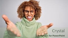  Presentation with american - Slide set with young-beautiful-african-american-woman background and a mint green colored foreground