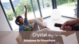 Presentation with african music - Audience pleasing PPT layouts consisting of young beautiful african american woman enjoys listening to music with headphones and tablet in your armchair in her luxury home backdrop and a gray colored foreground