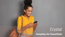  Presentation with leather - Colorful PPT theme enhanced with young-beautiful-african-woman backdrop and a gray colored foreground