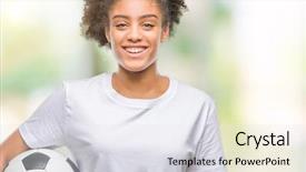  Presentation with american revolution declaration of independence - Slide set with young beautiful afro american holding background and a light gray colored foreground