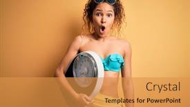  Presentation with weight - Presentation theme having young-beautiful-american-slim-woman background and a gold colored foreground