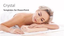  Presentation with spa concept - Amazing presentation theme having young beautiful and healthy girl relaxing in spa salon rejuvenation therapy and massaging treatments recreation concept backdrop and a white colored foreground