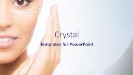  Presentation with surgery - Presentation design consisting of young beautiful and healthy girl with the arrows on her face spa surgery face lifting and make-up concept collage background and a sky blue colored foreground