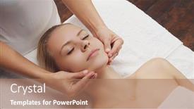  Presentation with beautiful skin - PPT theme with young-beautiful-and-healthy-woman background and a coral colored foreground