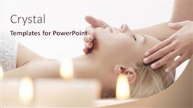  Presentation with beautiful skin - Colorful theme enhanced with young-beautiful-and-healthy-woman backdrop and a sky blue colored foreground