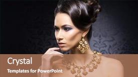  Presentation with luxury gold - PPT theme having young beautiful and rich woman background and a coral colored foreground