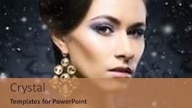  Presentation with rich - Colorful presentation theme enhanced with young beautiful and rich woman in jewels of platinum and stones over winter christmas background backdrop and a coral colored foreground