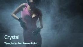  Presentation with sexy - Colorful presentation theme enhanced with young beautiful and sexy woman backdrop and a ocean colored foreground