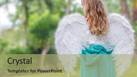  Presentation with beautiful green - Slide deck enhanced with young beautiful angel child girl background and a mint green colored foreground