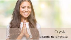  Presentation with forgiveness - Slides enhanced with young beautiful arab woman over isolated background praying with hands together asking for forgiveness smiling confident background and a soft green colored foreground