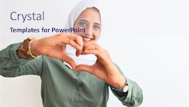  Presentation with woman muslim - Beautiful slides featuring young-beautiful-arab-woman-wearing backdrop and a sky blue colored foreground