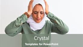  Presentation with woman muslim - Presentation consisting of young-beautiful-arab-woman-wearing background and a gray colored foreground