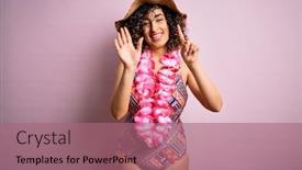  Presentation with hawaiian flowers - Audience pleasing slides consisting of young-beautiful-arab-woman backdrop and a coral colored foreground