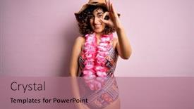  Presentation with hawaiian flowers - Slide deck with young-beautiful-arab-woman background and a coral colored foreground