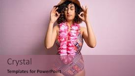  Presentation with hawaiian flowers - Audience pleasing slide set consisting of young-beautiful-arab-woman backdrop and a coral colored foreground