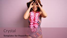  Presentation with hawaiian flowers - Slide deck with young-beautiful-arab-woman background and a coral colored foreground