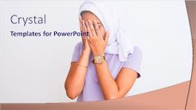  Presentation with hijab - PPT layouts having young-beautiful-arabian-girl-wearing background and a sky blue colored foreground