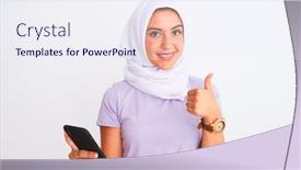  Presentation with hijab - Theme with young-beautiful-arabian-girl-wearing background and a sky blue colored foreground
