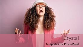  Presentation with curly hair - PPT theme enhanced with young-beautiful-architect-woman background and a coral colored foreground