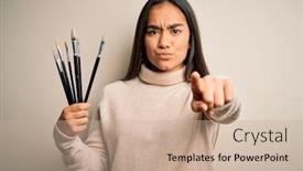  Presentation with asian paint - Slide set having young-beautiful-artist-asian-woman background and a coral colored foreground