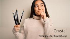  Presentation with asian paint - Theme with young-beautiful-artist-asian-woman background and a soft green colored foreground