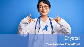  Presentation with asian doctor - PPT layouts enhanced with young-beautiful-asian-doctor-girl background and a teal colored foreground