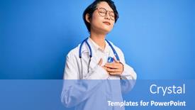  Presentation with asian doctor - Colorful PPT theme enhanced with young-beautiful-asian-doctor-girl backdrop and a teal colored foreground