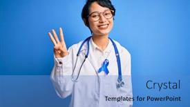  Presentation with doctor asian - Colorful slide set enhanced with young-beautiful-asian-doctor-girl backdrop and a teal colored foreground