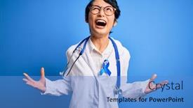  Presentation with asian doctor - Audience pleasing PPT theme consisting of young-beautiful-asian-doctor-girl backdrop and a teal colored foreground