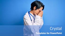  Presentation with doctor asian - Colorful slide set enhanced with young-beautiful-asian-doctor-girl backdrop and a teal colored foreground