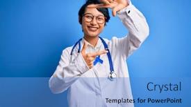  Presentation with doctor asian - PPT layouts having young-beautiful-asian-doctor-girl background and a teal colored foreground