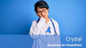  Presentation with doctor asian - Colorful presentation design enhanced with young-beautiful-asian-doctor-girl backdrop and a teal colored foreground