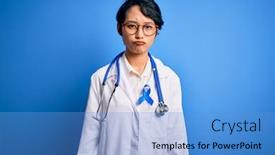  Presentation with asian doctor - Slide set enhanced with young-beautiful-asian-doctor-girl background and a teal colored foreground
