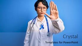  Presentation with asian doctor - Colorful presentation theme enhanced with young-beautiful-asian-doctor-girl backdrop and a teal colored foreground