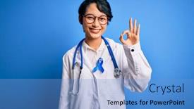  Presentation with doctor asian - Presentation theme consisting of young-beautiful-asian-doctor-girl background and a light blue colored foreground
