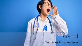  Presentation with asian doctor - Presentation design enhanced with young-beautiful-asian-doctor-girl background and a teal colored foreground