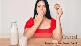  Presentation with chocolate milk - Colorful theme enhanced with young-beautiful-asian-girl-drinking backdrop and a coral colored foreground