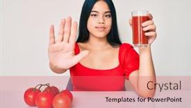  Presentation with tomato juice - Cool new presentation design with young-beautiful-asian-girl-drinking backdrop and a coral colored foreground