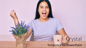  Presentation with lavender - Audience pleasing slide deck consisting of young-beautiful-asian-girl-drinking backdrop and a coral colored foreground