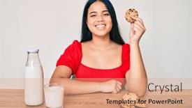  Presentation with chocolate milk - Beautiful slide deck featuring young-beautiful-asian-girl-drinking backdrop and a coral colored foreground