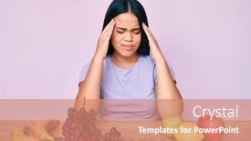  Presentation with healthy eating - Beautiful slide deck featuring young-beautiful-asian-girl-eating backdrop and a coral colored foreground