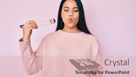  Presentation with asian chopsticks - Beautiful PPT theme featuring young-beautiful-asian-girl-eating backdrop and a lemonade colored foreground