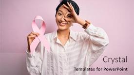  Presentation with pink ribbon - Slides consisting of young-beautiful-asian-girl-holding background and a lemonade colored foreground