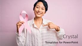  Presentation with pink ribbon - PPT layouts having young-beautiful-asian-girl-holding background and a lemonade colored foreground