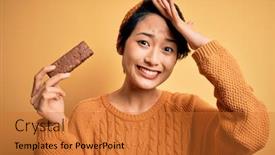 Presentation with energy bar - Presentation theme with young-beautiful-asian-girl-holding background and a red colored foreground