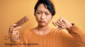  Presentation with energy bar - Slide deck having young-beautiful-asian-girl-holding background and a gold colored foreground