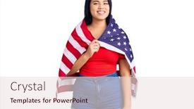  Presentation with united states flag - Slide deck with young-beautiful-asian-girl-holding background and a lemonade colored foreground
