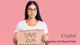  Presentation with democracy - Amazing slide set having young-beautiful-asian-girl-holding backdrop and a coral colored foreground