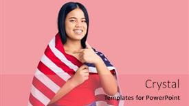  Presentation with united states flag - Cool new theme with young-beautiful-asian-girl-holding backdrop and a coral colored foreground