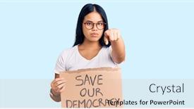  Presentation with democracy - Theme with young-beautiful-asian-girl-holding background and a lemonade colored foreground